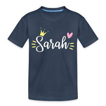 Couronne de nom de Sarah - T-shirt bio Premium Enfant - bleu marine - Devant