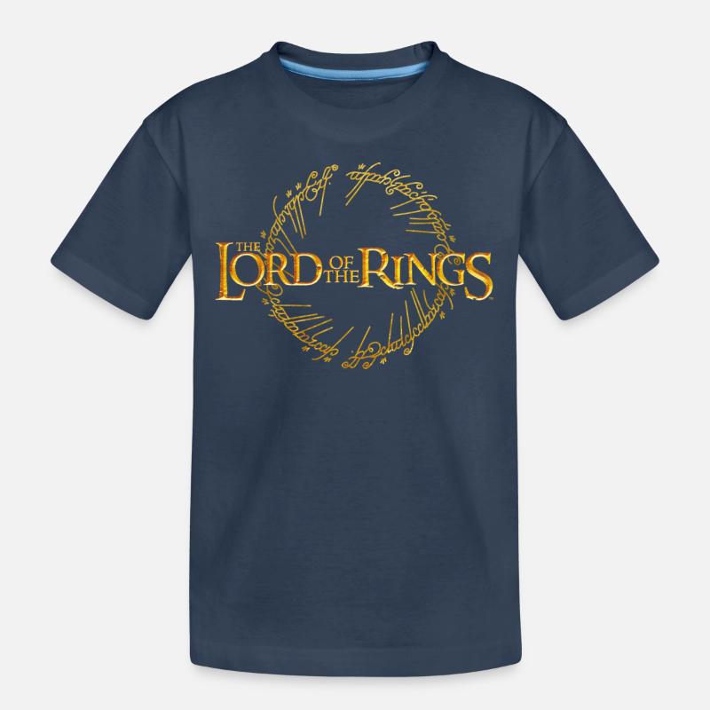 Der Herr Der Ringe Großes Logo Mit Ring-Inschrift - Kinder Premium Bio T-Shirt - Navy