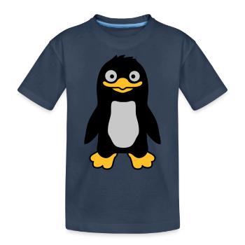 Lustiger ulkiger Pinguin grinst - Kinder Premium Bio T-Shirt - Navy - Vorne