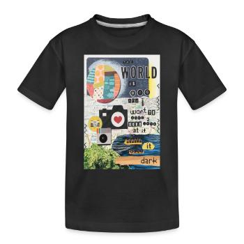 The WORLD is big Reise Spruch Fernweh Weltreise - Kinder Premium Bio T-Shirt - Schwarz - Vorne