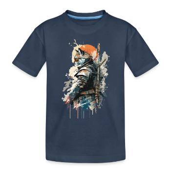 Chat Samouraï portant un uniforme - T-shirt bio Premium Enfant - bleu marine - Devant