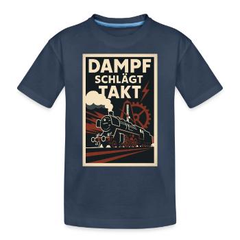 Eisenbahn Dampf schlägt Takt - Kinder Premium Bio T-Shirt - Navy - Vorne