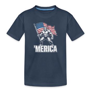 Amerika Bigfoot Lustiger Bigfoot zum 4. Juli Ameri - Kinder Premium Bio T-Shirt - Navy - Vorne