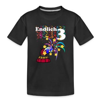 Finally 3 - 3rd Birthday with Confetti - Kids' Premium Organic T-Shirt - black - Front