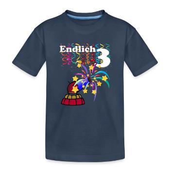 Finally 3 - 3rd Birthday with Confetti - Kids' Premium Organic T-Shirt - navy - Front