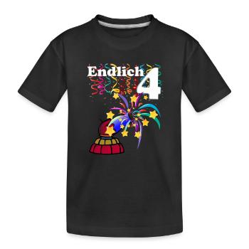 Finally 4 - 4th Birthday with Confetti - Kids' Premium Organic T-Shirt - black - Front