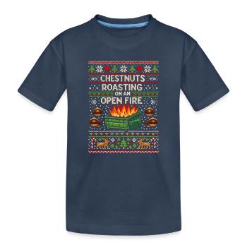 Rôtir des châtaignes sur une poubelle à feu ouvert - T-shirt bio Premium Enfant - bleu marine - Devant