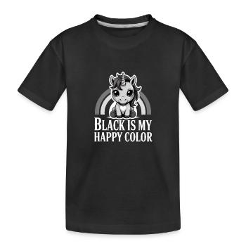 Schwarz ist mein fröhliches Farbeinhorn - Kinder Premium Bio T-Shirt - Schwarz - Vorne