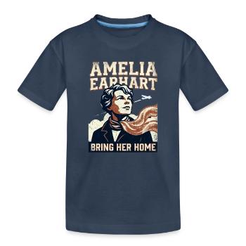 Amelia Earhart – Bring Her Home - Kids' Premium Organic T-Shirt - navy - Front