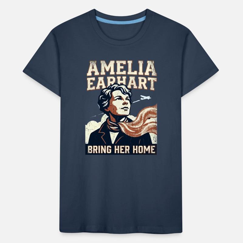 Amelia Earhart – Bring Her Home Kids' Premium Organic T-Shirt