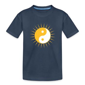 Yin Yang Sonne - Kinder Premium Bio T-Shirt - Navy - Vorne