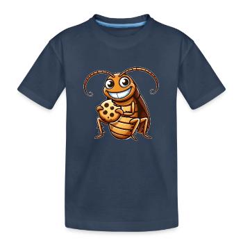 Lustige Kakerlake mit Keks Cartoon Nachtisch - Kinder Premium Bio T-Shirt - Navy - Vorne