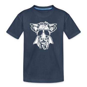 Kuh Sonnenbrille Ochse Bulle Weide Tier Wilsigns - Kinder Premium Bio T-Shirt - Navy - Vorne