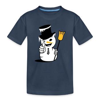Cooler Schneemann mit Daumen nach oben - Kinder Premium Bio T-Shirt - Navy - Vorne