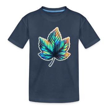 Ahorn Blatt holografisch - Kinder Premium Bio T-Shirt - Navy - Vorne