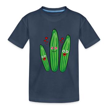 gurken trio,gurken,gurke,salatgurke,Herzen,liebe - Kinder Premium Bio T-Shirt - Navy - Vorne