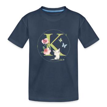 Anfangsbuchstabe K mit Katze - Kinder Premium Bio T-Shirt - Navy - Vorne