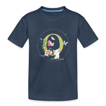 Anfangsbuchstabe O mit Katze - Kinder Premium Bio T-Shirt - Navy - Vorne