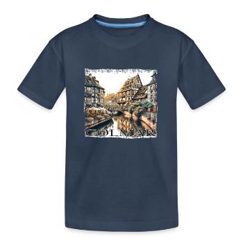 Colmar Altstadt: Fachwerkhäuser & Kanäle im Grunge - Kinder Premium Bio T-Shirt - Navy - Vorne