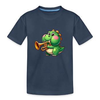Trex épais avec trompette dessin animé dinosaure musique - T-shirt bio Premium Enfant - bleu marine - Devant