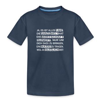 Lustige Corona Sprüche Verschwörung - Kinder Premium Bio T-Shirt - Navy - Vorne