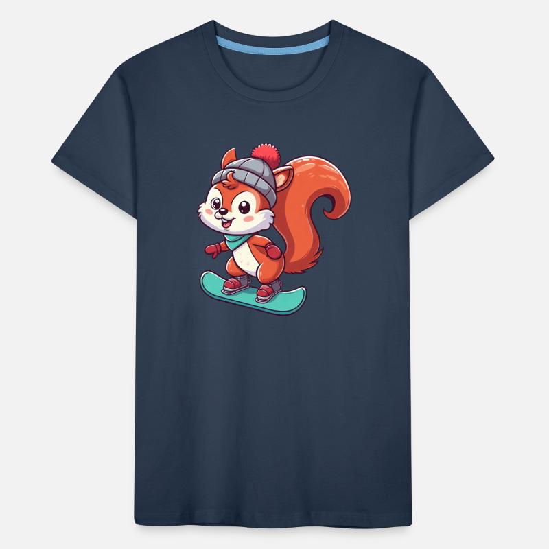 Winterabenteuer mit Eichhörnchen – Snowboard-Spaß Kinder Premium Bio T-Shirt