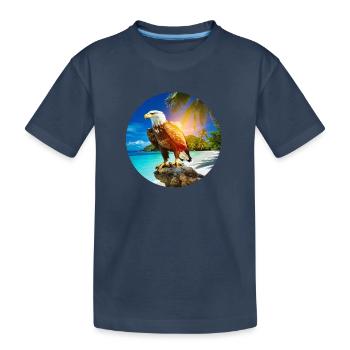 Adler am Eagle Beach Aruba Sommerurlaub - Kinder Premium Bio T-Shirt - Navy - Vorne