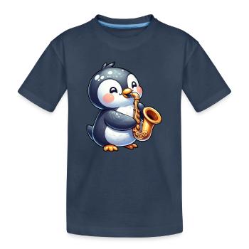 Concert de jazz du saxophoniste pingouin - T-shirt bio Premium Enfant - bleu marine - Devant