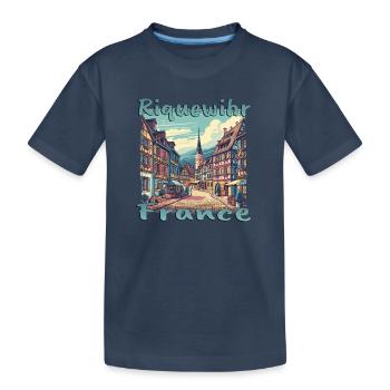 Visite à pied de la vieille ville de Riquewihr France Montagnes - T-shirt bio Premium Enfant - bleu marine - Devant