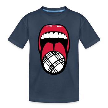 petanque tire langue language mouth boul - T-shirt bio Premium Enfant - bleu marine - Devant