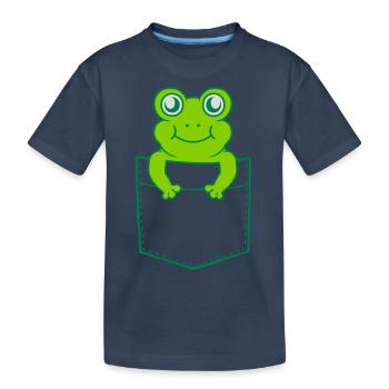 Unterwegs Hemdtasche Frosch Comic - Kinder Premium Bio T-Shirt - Navy - Vorne