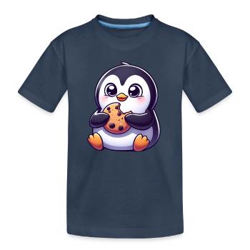 Pinguin Cookie Süßer Nachtisch Keks - Kinder Premium Bio T-Shirt - Navy - Vorne