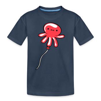 Octopus Balloon Flying Cute Child Happy Comic - Kids' Premium Organic T-Shirt - navy - Front