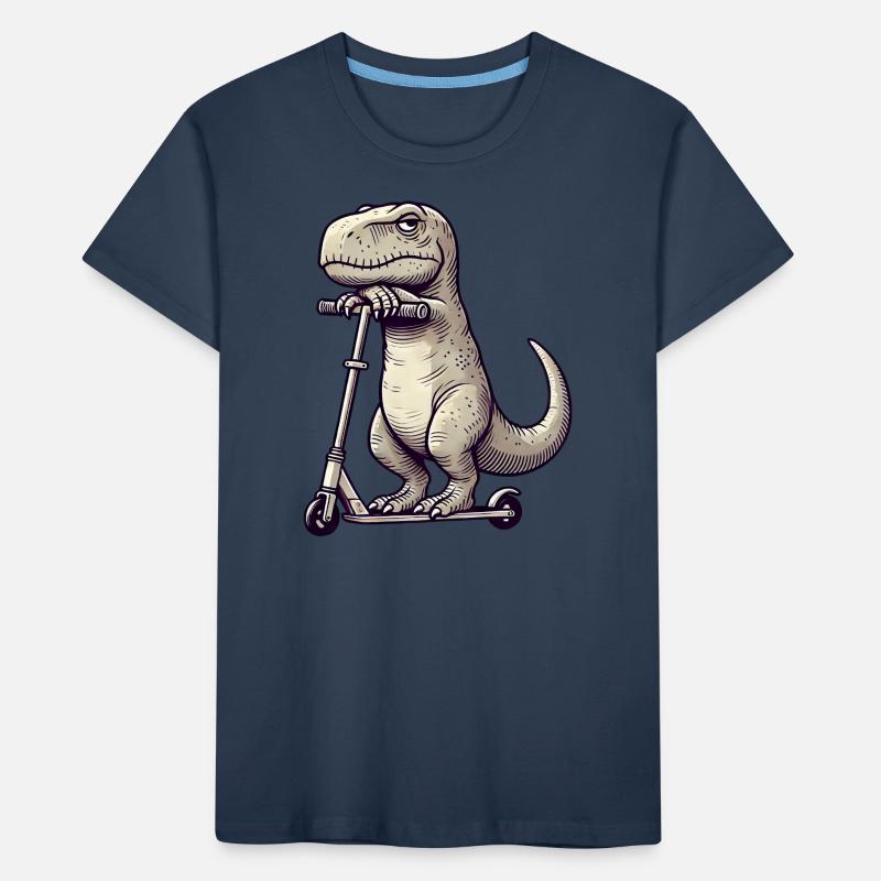 Grumpy Dino T-Rex sur Kickroller Comic T-shirt bio Premium Enfant