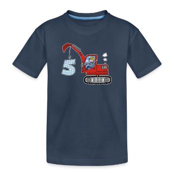 Bagger 5. Geburtstag - Kinder Premium Bio T-Shirt - Navy - Vorne