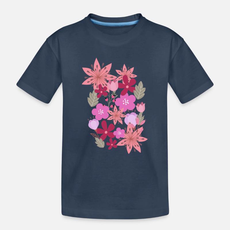 fleurs, fleurs, printemps, fleurs - T-shirt bio Premium Enfant - bleu marine