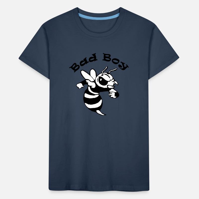 Spruch "Bad Boy" mit einer coolen Comicbiene Kinder Premium Bio T-Shirt