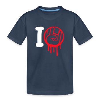 J’aime Heavy Metal Hard Rock Musique Main Geste Coeur - T-shirt bio Premium Enfant - bleu marine - Devant