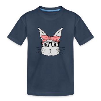 Visage de lapin nerd féminin - T-shirt bio Premium Enfant - bleu marine - Devant