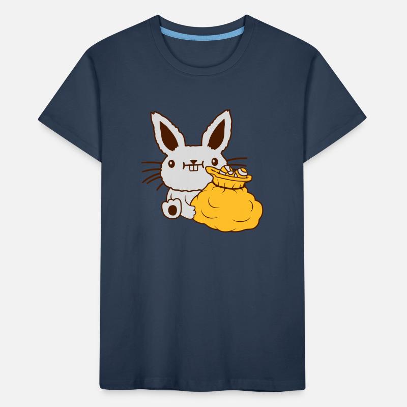 Osterhase großer Eier Sack Kinder Premium Bio T-Shirt