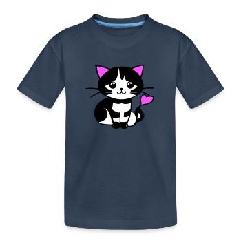 Chat mignon dans la bande dessinée - T-shirt bio Premium Enfant - bleu marine - Devant