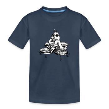 Bird on drone three colors - Kids' Premium Organic T-Shirt - navy - Front