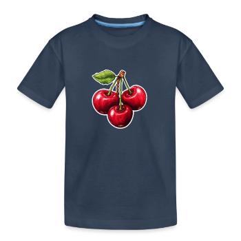 Kirschen Drilling - Kinder Premium Bio T-Shirt - Navy - Vorne