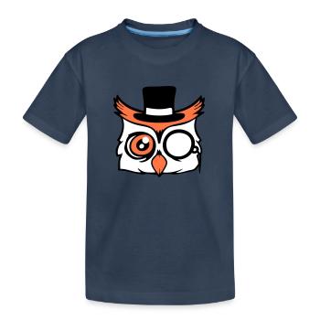 Sir hibou chapeau haut de forme monocle verres riches M. - T-shirt bio Premium Enfant - bleu marine - Devant