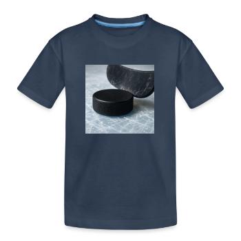 Eishockey - Schläger und Puck - Kinder Premium Bio T-Shirt - Navy - Vorne