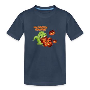 Monstre d’Halloween, Monstre, Dino, Halloween - T-shirt bio Premium Enfant - bleu marine - Devant