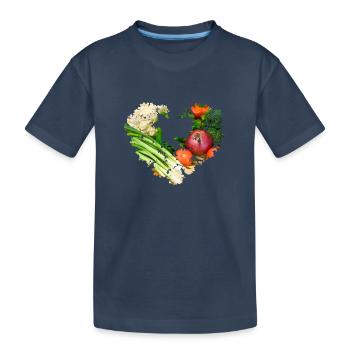 coeur, légumes, cœur végétal, coloré, poireau, cuisine - T-shirt bio Premium Enfant - bleu marine - Devant