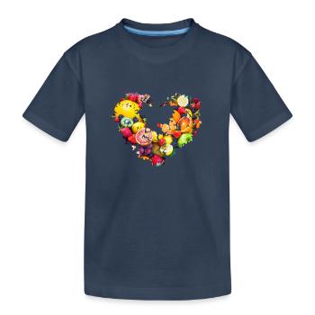 cœur, fruit, cœur de fruit, coloré, pommes, cuisine - T-shirt bio Premium Enfant - bleu marine - Devant
