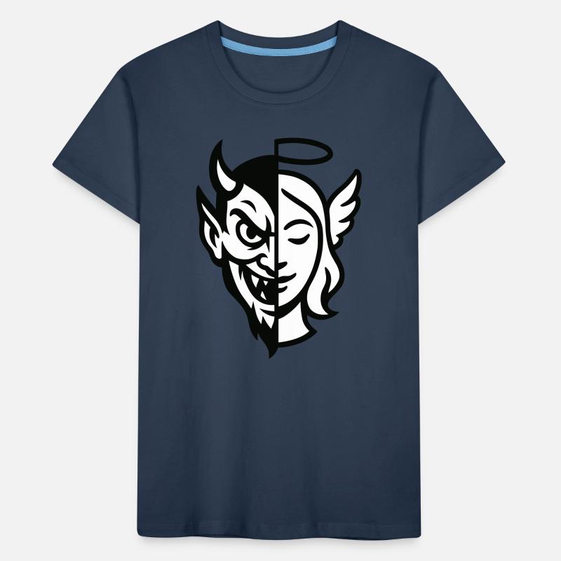 Split Face Dämon Engel Kinder Premium Bio T-Shirt