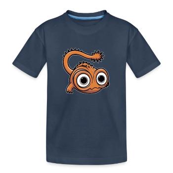 Drôle de petit monstre avec de grands yeux - T-shirt bio Premium Enfant - bleu marine - Devant